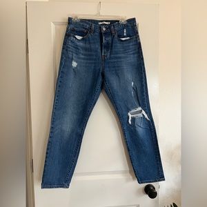 Levi's Blue Distressed Straight Leg Jeans